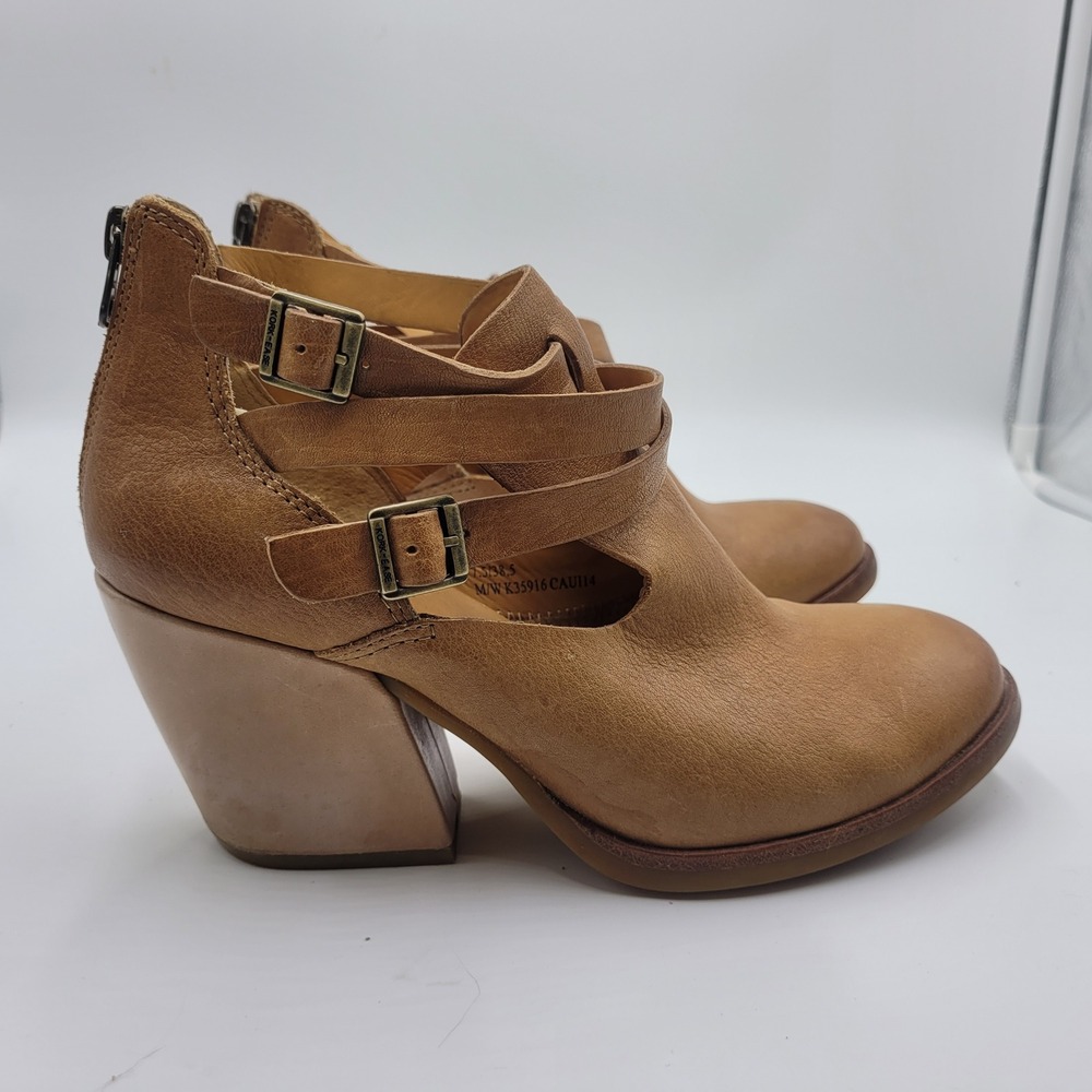 Kork-Ease Stina Womens Brown Leather Strappy Cutout Ankle Boots Shoes Size 7.5